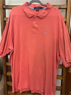 U.S. Polo Assn. Coral Polo Shirt with Light Blue Logo